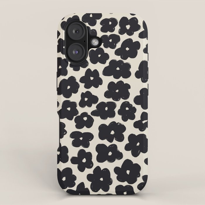 Daisies Pattern NO.1 | Black White iPhone Case Gallery Image 1