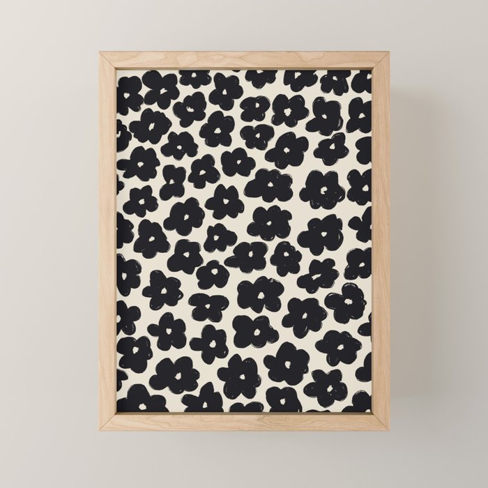 Daisies Pattern NO.1 | Black White Mini Art Print Gallery Image 1