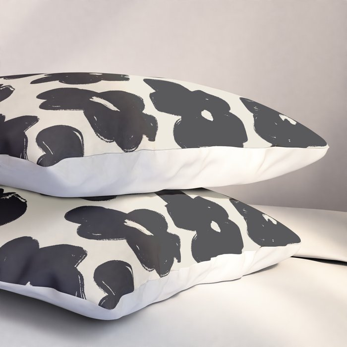 Daisies Pattern NO.1 | Black White Pillow Sham Gallery Image 3