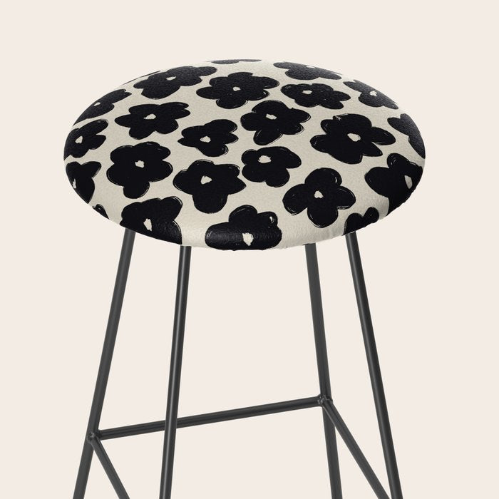 Daisies Pattern NO.1 | Black White Stool Gallery Image 2