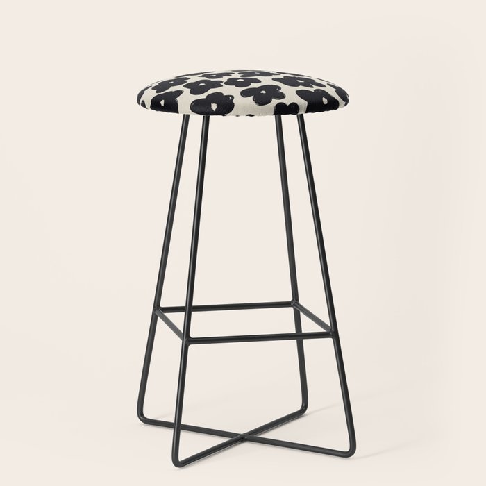 Daisies Pattern NO.1 | Black White Stool Gallery Image 1