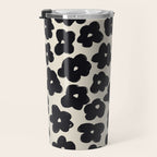 Daisies Pattern NO.1 | Black White Travel Mug Gallery Image 3