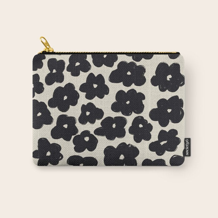 Daisies Pattern NO.1 | Black White Carry All Pouch Gallery Image 1