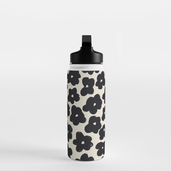 Daisies Pattern NO.1 | Black White Water Bottle Gallery Image 3