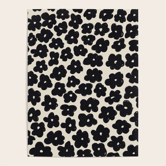 Daisies Pattern NO.1 | Black White Poster Gallery Image 1