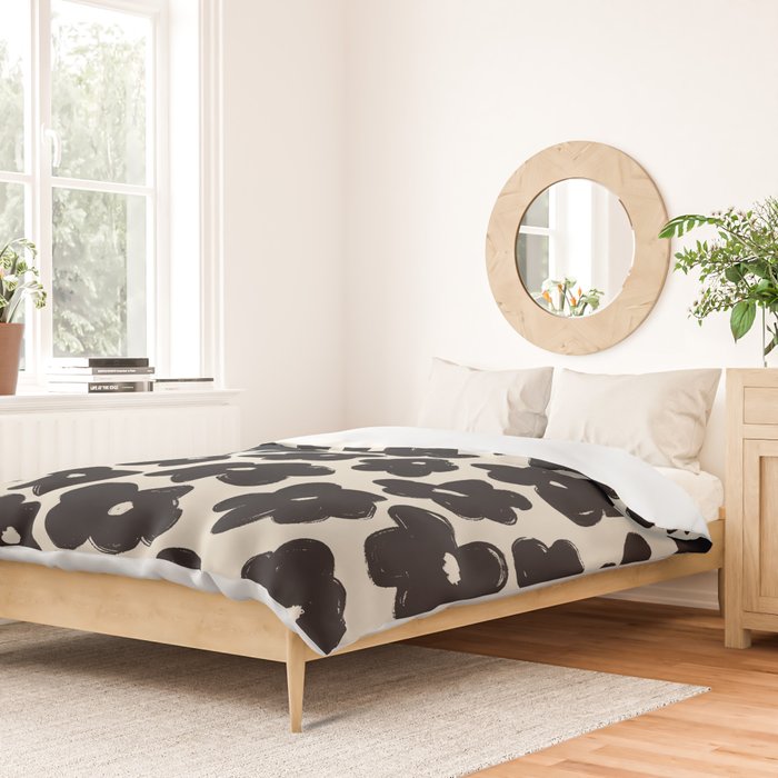 Daisies Pattern NO.1 | Black White Duvet Cover Gallery Image 2