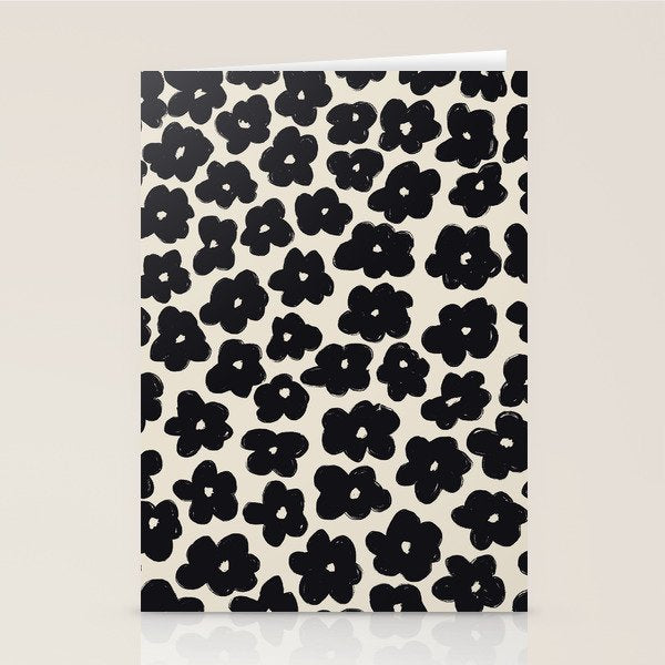 Daisies Pattern NO.1 | Black White Stationery Card Gallery Image 2