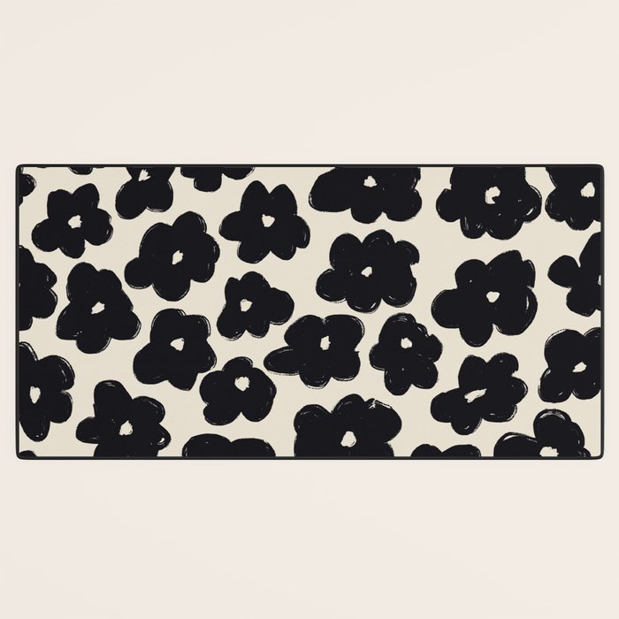 Daisies Pattern NO.1 | Black White Desk Mat Gallery Image 3