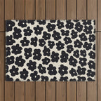 Daisies Pattern NO.1 | Black White Outdoor Rug Gallery Image 1