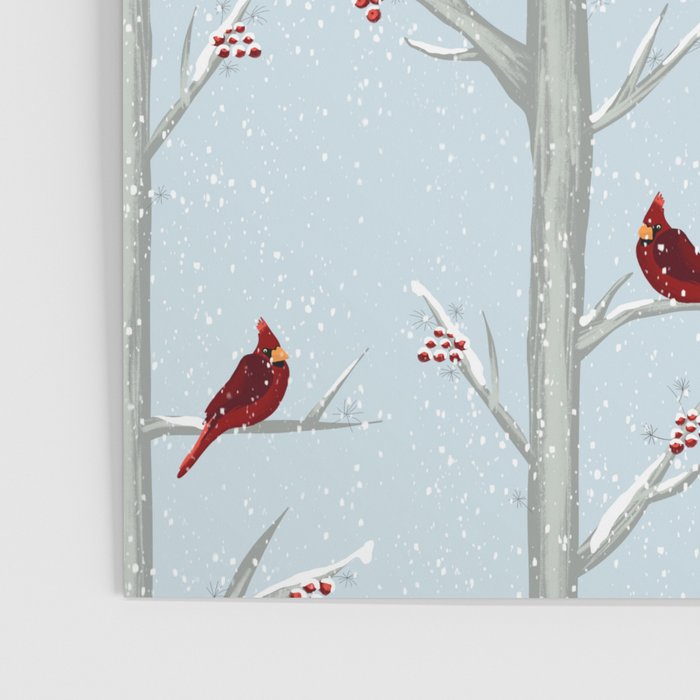 Red Cardinal Bird In The Winter Forest Poster Gallery Image 3