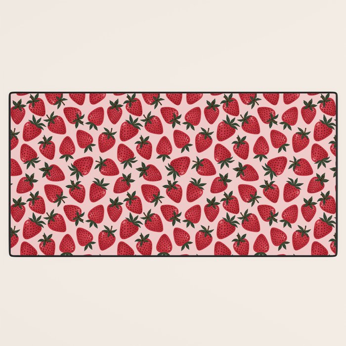 Gouache Strawberry in Pink Desk Mat Gallery Image 3