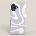Retro Modern Liquid Swirl Abstract Pattern in Pale Lilac Purple and White iPhone Case Gallery Image 1