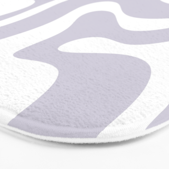 Retro Modern Liquid Swirl Abstract Pattern in Pale Lilac Purple and White Bath Mat Gallery Image 3