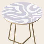 Retro Modern Liquid Swirl Abstract Pattern in Pale Lilac Purple and White Side Table Gallery Image 2