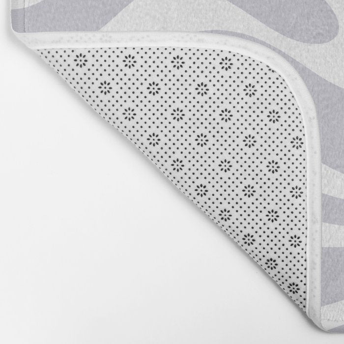 Retro Modern Liquid Swirl Abstract Pattern in Pale Lilac Purple and White Bath Mat Gallery Image 2