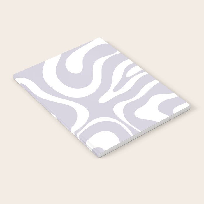 Retro Modern Liquid Swirl Abstract Pattern in Pale Lilac Purple and White Notebook Gallery Image 2