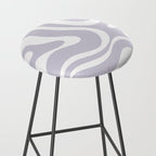 Retro Modern Liquid Swirl Abstract Pattern in Pale Lilac Purple and White Stool Gallery Image 2