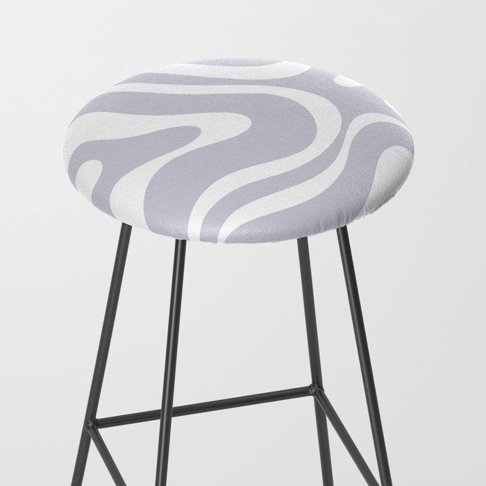 Retro Modern Liquid Swirl Abstract Pattern in Pale Lilac Purple and White Stool Gallery Image 2