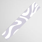 Retro Modern Liquid Swirl Abstract Pattern in Pale Lilac Purple and White Table Runner Gallery Image 3