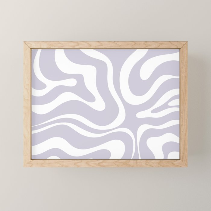 Retro Modern Liquid Swirl Abstract Pattern in Pale Lilac Purple and White Mini Art Print Gallery Image 1