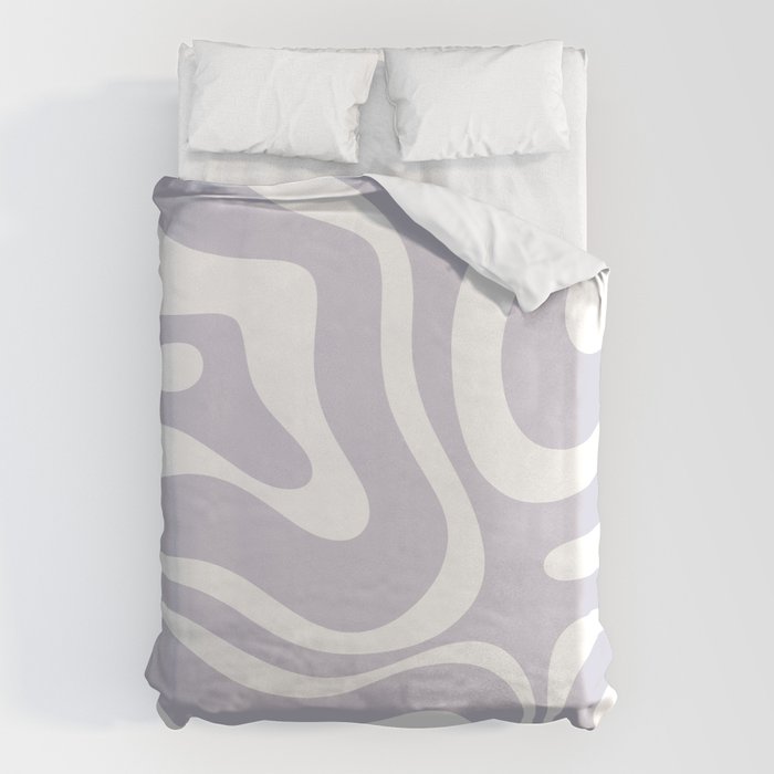 Retro Modern Liquid Swirl Abstract Pattern in Pale Lilac Purple and White Duvet Cover Gallery Image 6
