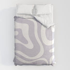 Retro Modern Liquid Swirl Abstract Pattern in Pale Lilac Purple and White Duvet Cover Gallery Image 6