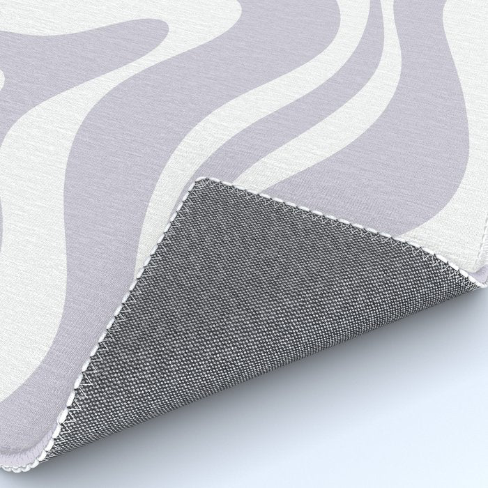 Retro Modern Liquid Swirl Abstract Pattern in Pale Lilac Purple and White Rug Gallery Image 4