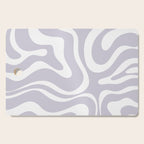 Retro Modern Liquid Swirl Abstract Pattern in Pale Lilac Purple and White Cutting Board Gallery Image 1