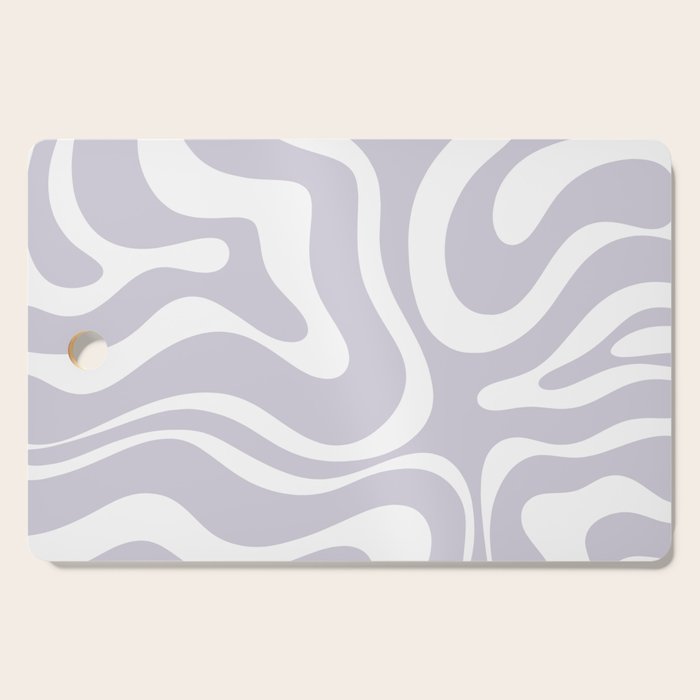 Retro Modern Liquid Swirl Abstract Pattern in Pale Lilac Purple and White Cutting Board Gallery Image 1