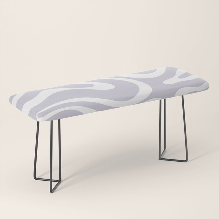 Retro Modern Liquid Swirl Abstract Pattern in Pale Lilac Purple and White Bench Gallery Image 1