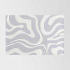 Retro Modern Liquid Swirl Abstract Pattern in Pale Lilac Purple and White Rug Gallery Image 2