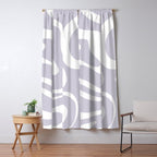 Retro Modern Liquid Swirl Abstract Pattern in Pale Lilac Purple and White Window Curtain Gallery Image 5