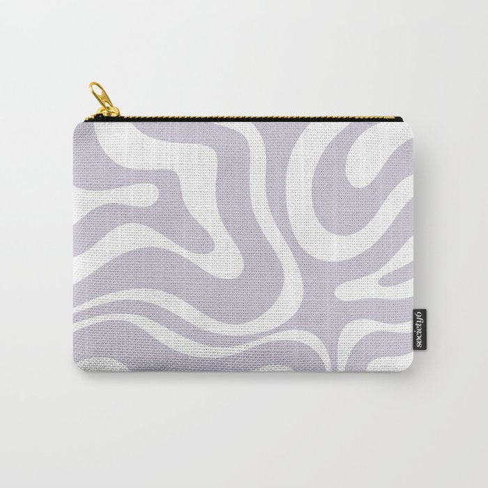 Retro Modern Liquid Swirl Abstract Pattern in Pale Lilac Purple and White Carry All Pouch Gallery Image 1