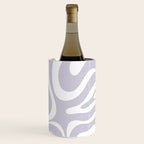 Retro Modern Liquid Swirl Abstract Pattern in Pale Lilac Purple and White Wine Chiller Gallery Image 3