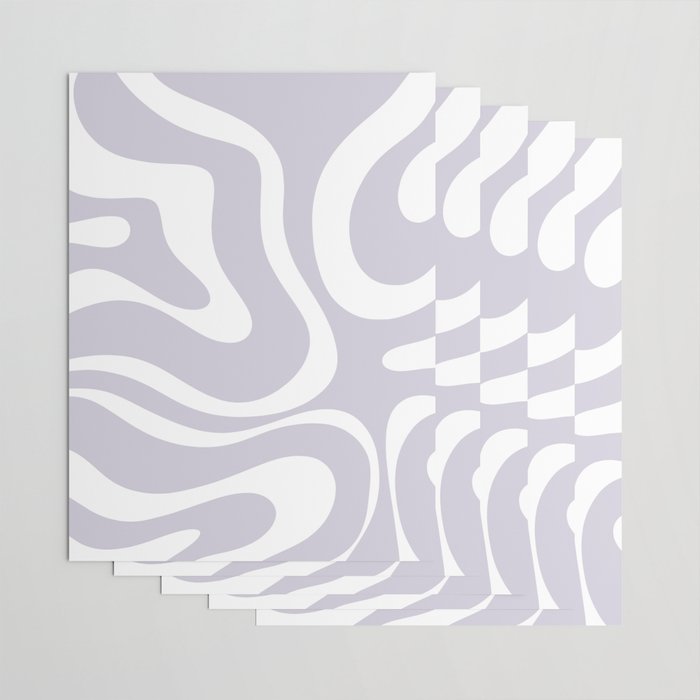 Retro Modern Liquid Swirl Abstract Pattern in Pale Lilac Purple and White Wrapping Paper Gallery Image 3