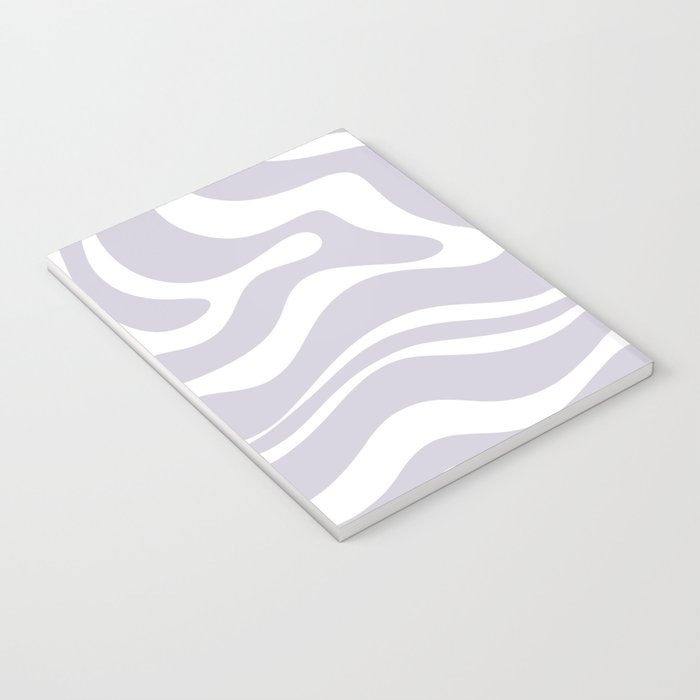 Retro Modern Liquid Swirl Abstract Pattern in Pale Lilac Purple and White Notebook Gallery Image 3