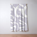 Retro Modern Liquid Swirl Abstract Pattern in Pale Lilac Purple and White Window Curtain Gallery Image 3