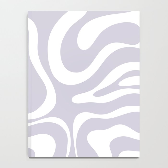 Retro Modern Liquid Swirl Abstract Pattern in Pale Lilac Purple and White Notebook Gallery Image 4