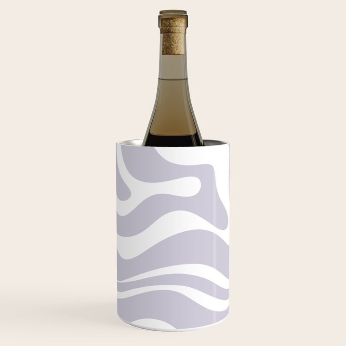 Retro Modern Liquid Swirl Abstract Pattern in Pale Lilac Purple and White Wine Chiller Gallery Image 2