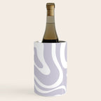Retro Modern Liquid Swirl Abstract Pattern in Pale Lilac Purple and White Wine Chiller Gallery Image 1