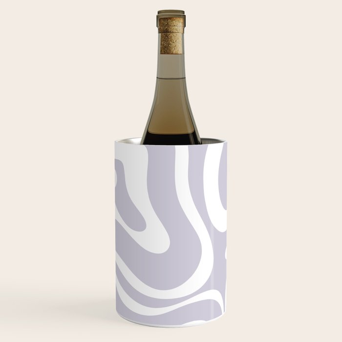 Retro Modern Liquid Swirl Abstract Pattern in Pale Lilac Purple and White Wine Chiller Gallery Image 1