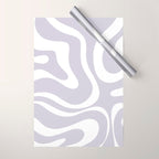 Retro Modern Liquid Swirl Abstract Pattern in Pale Lilac Purple and White Wrapping Paper Gallery Image 1