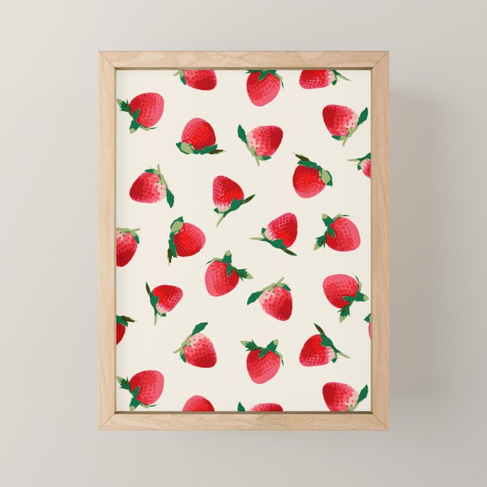 Strawberry pattern Mini Art Print Gallery Image 1