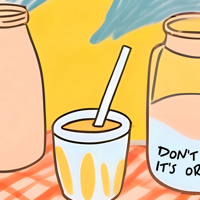 Don't Panic, It's Organic | Picnic Breakfast Travel Milk Food, Illustration Line art Drawing Minimal, Eclectic Modern Boho Painting Coffee Mug Gallery Image 2