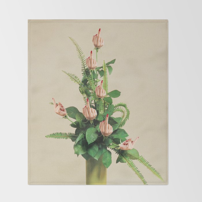 F U Bouquet - Rude Plant / Middle finger Throw Blanket Gallery Image 2