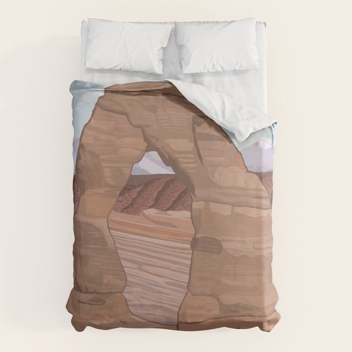 Arches National Park, National Parks Poster, Illustrated Arches, Utah, Capitol Reef, Zion Duvet Cover Gallery Image 6