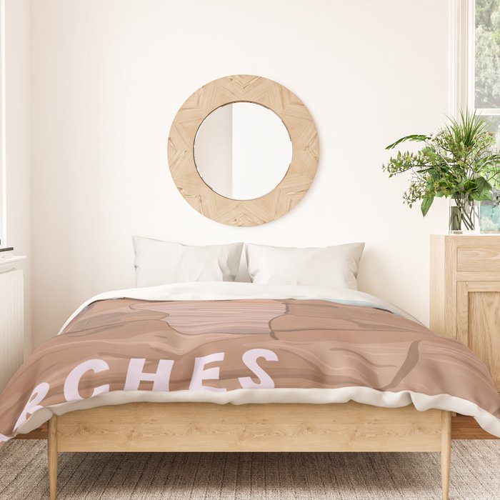 Arches National Park, National Parks Poster, Illustrated Arches, Utah, Capitol Reef, Zion Duvet Cover Gallery Image 3