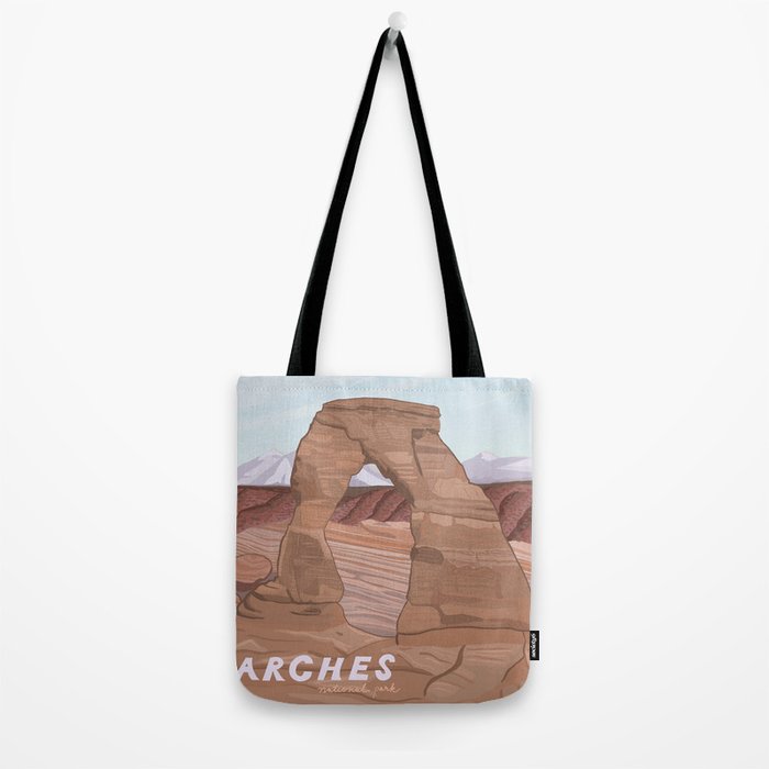 Arches National Park, National Parks Poster, Illustrated Arches, Utah, Capitol Reef, Zion Tote Bag Gallery Image 2