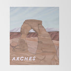 Arches National Park, National Parks Poster, Illustrated Arches, Utah, Capitol Reef, Zion Throw Blanket Gallery Image 2