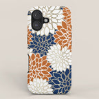Dahlia Blooms, Terracotta, Navy, Gold, White iPhone Case Gallery Image 1